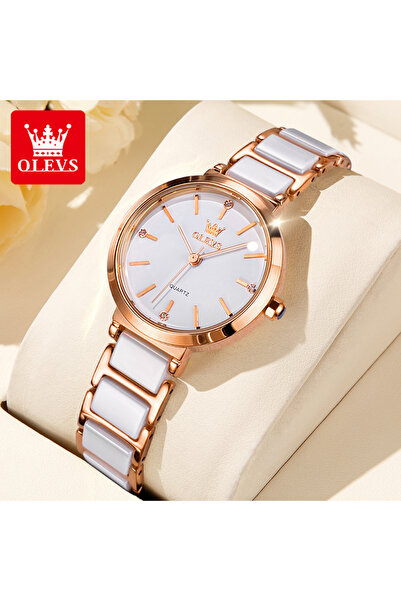 Choice Rose White OLEVS 5877 Hot Sale Watches for Woman Elegant Rose Gold Cas...