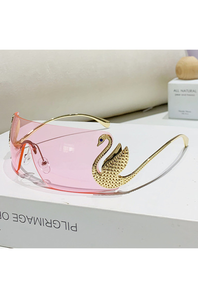 Choice نظارات شمسية وردية جديدة بدون إطار بتصميم Y2K عتيق للنساء، نظارات شمسي...