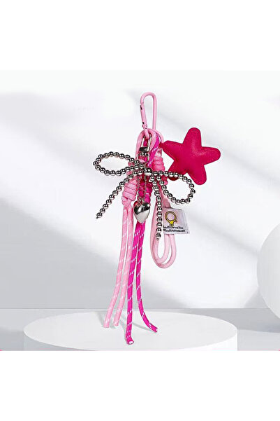Choice pink Trendy Bag Hanging Charm Bowknot Star Key Ring Versatile Keychain...