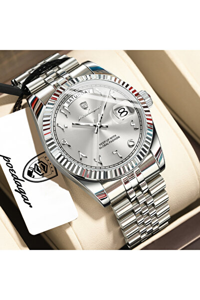Choice5 845 Silver White High Quality Men Clock Waterproof Date Week Fashion ...