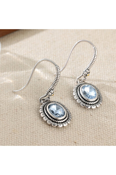 Choice Blue A427 Elegant Temperament Blue Synthetic Zirconia Silvery Floral D...