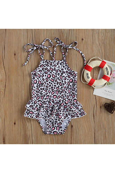 drool Costum de baie cu volan si bretelute (Marime: 110, Model: Pete roz)