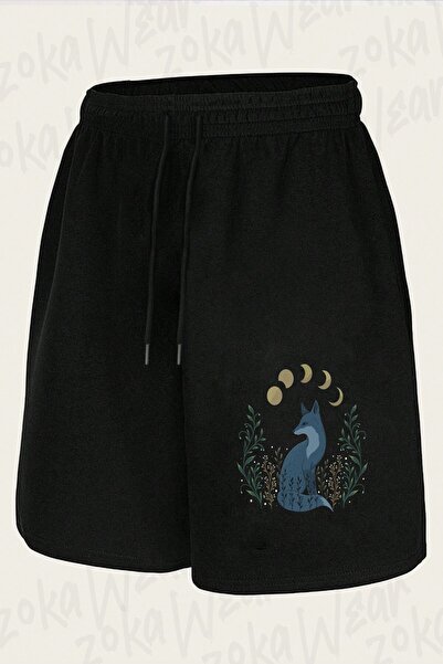 ZOKAWEAR Unisex Night Fox Fox Design Printed Shorts