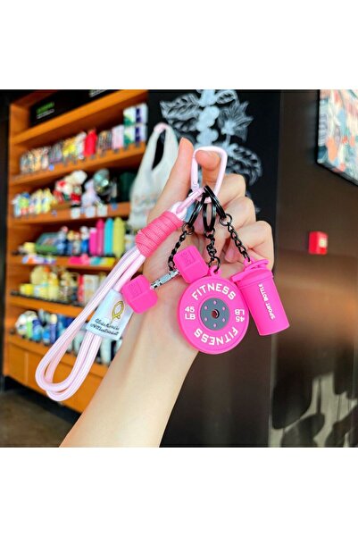 Choice1 pink Detachable Barbell Plates Keychain Water Cups INS Simulation Dum...