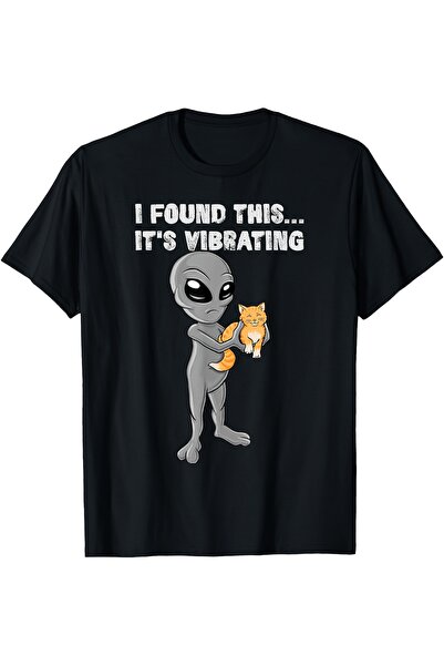 STITCHLY تي شيرت رجالي مضحك بتصميم "I Found This It's Vibrating Alien Cat" نا...