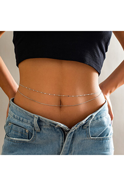Choice1 Silver Color 1 2Pcs/Set Simple Boho Smooth Snake Chain Waist Belt Sex...