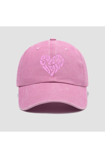 Choice7 Adjustable Pink Pink heart-shaped letter printed baseball cap, versat...