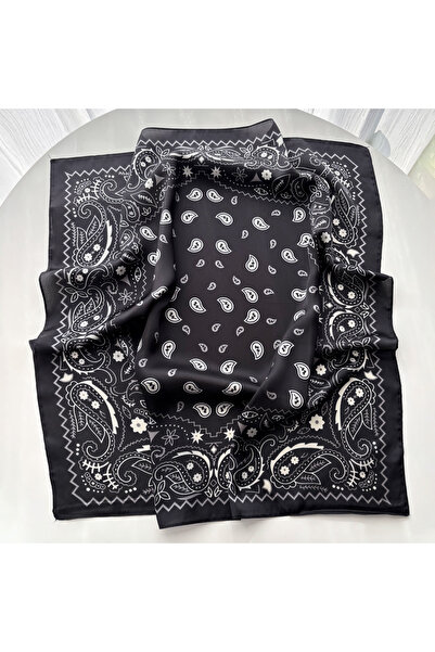 Choice3 FJ1231-3-Black Paisley Printed Square Scarf For Women Elegant Imitati...