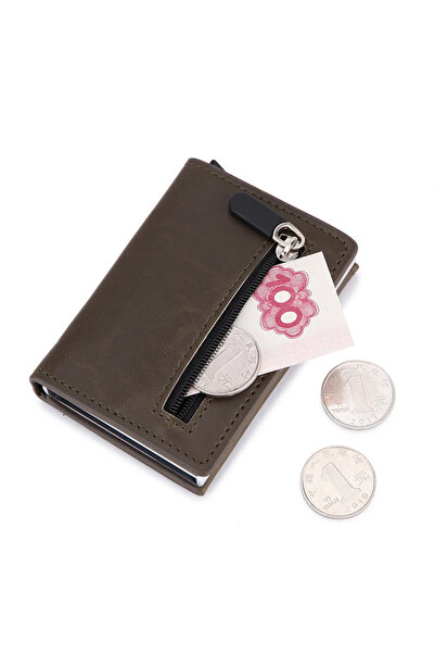 choice2 coffee DIENQI Anti Rfid id Card Holder Case Men Leather Metal Wallet ...