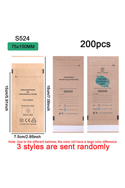 Choice4 S524-75x150mm-200pcs 50/100/200Pcs Kraft Paper Cleaning Bag Self-Seal...