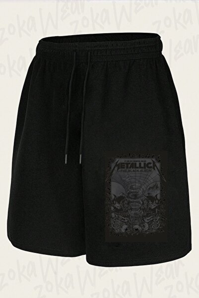 ZOKAWEAR Unisex Metallica, Black Album, Ροκ, Σορτς με σχέδιο μέταλ και στάμπα