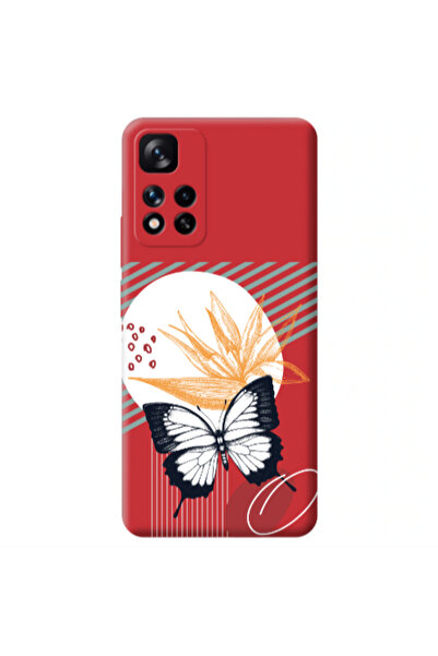 Other Xiaomi Redmi Note 11 Pro 5G Butterfly Lines Red Colored Silicone TPU Θήκη
