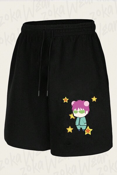 ZOKAWEAR Unisex Saiki K Cute Illustration with Stars Design Printed Shorts