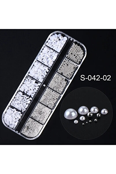 Choice S-042-02 12 White Pearl Nail Charms Caviar Beads Decoration Half Pearl...