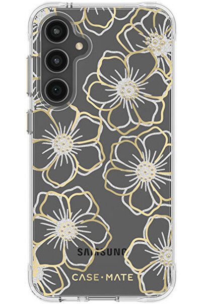Case-Mate Husă spate cu motive florale și pietre, din plastic auriu (Galaxy S...