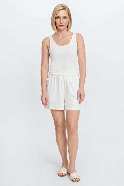 AC&Co / Altınyıldız Classics Women's White Soft Textured Standard Fit Elastic...