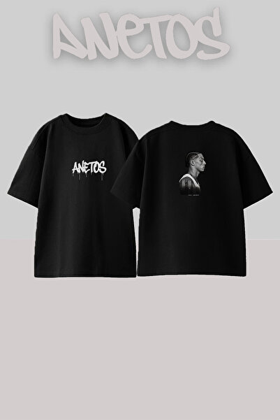 Anetos Koba Lad Design Printed Oversize Black T-Shirt