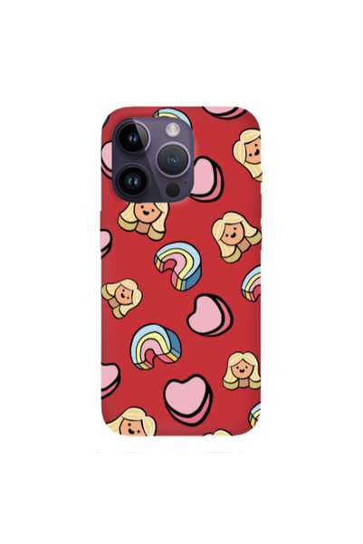 Other Apple iPhone 14 Pro Max Girl rainbow and hearts Red Colored Silicone TP...