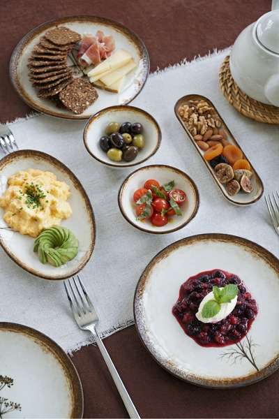 Heda Porselen Terra 16 Piece Porcelain Breakfast Set for 6 People
