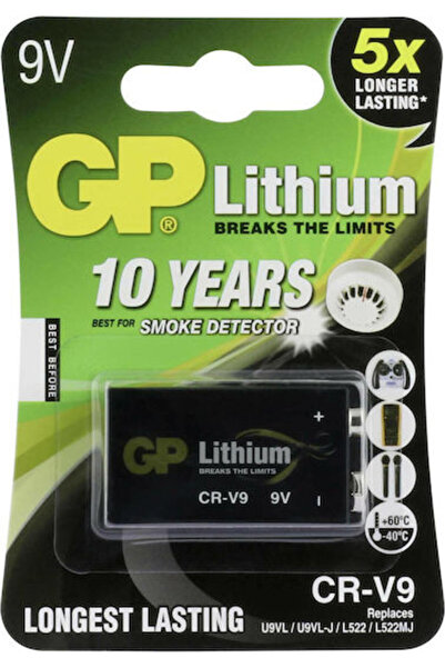GP Batteries Μπαταρία Λιθίου 9V Για Ανιχνευτές Καπνού & Συστήματα Ασφαλείας 1...