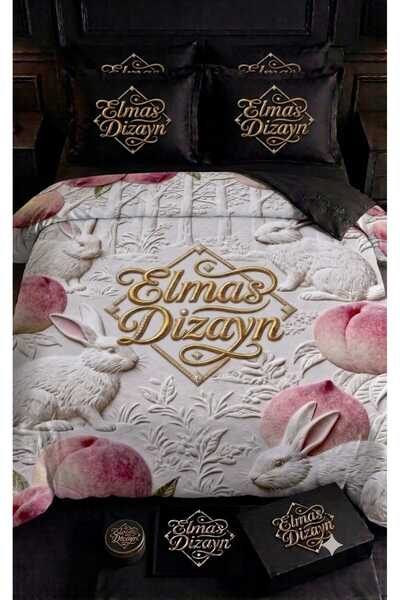 Elmas Dizayn Special Design Brand Double Duvet Cover Set Organic Satin & Cott...