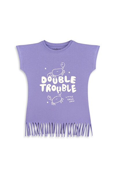 Hafico Girl's 100% Cotton Crab Printed T-Shirt with Tassels