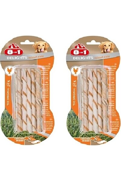 8in1 Delights Twisted Sticks Tavuklu Burgu Köpek Ödülü 55 gr. x 2 Paket