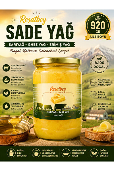 REŞATBEY BS Reşatbey Sade Yağ (Ghee Yağı) 920 Gr | Sarıyağ | Erimiş Tereyağı