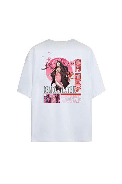 Demon Slayer Nezuko Tasarımlı Anime Tişört Oversize Unisex Pamuklu T-Shirt | Özel Tasarımlı Yüksek Kalite Baskılı T-Shirt