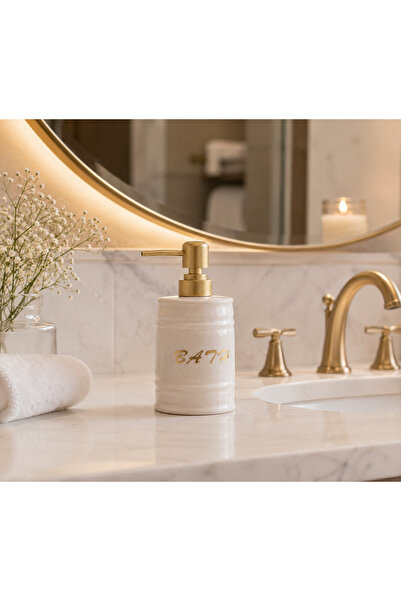 CEZVE HOME Premium Porcelain Soap Dispenser with Gold Pump, Stylish Bathroom ...