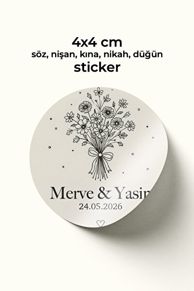 To Design Lab 4x4 cm - 150 adet / Nikah - Düğün - Nişan - Söz - Kına Hediyeli...