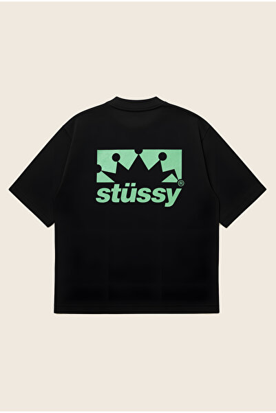 Moon Dancer Stussy Crown Printed Oversize Boxy Cut Unisex 100% Cotton Printed...