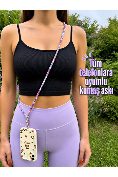 rangmobil Telefon Askısı/ Boy Ayarlamalı- Desenli kumaş Model ,Tüm Telefonlar...