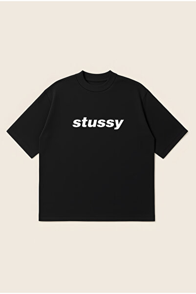 Moon Dancer Stussy Essentials Oversize Boxy Cut Unisex 100% Cotton Printed Ts...