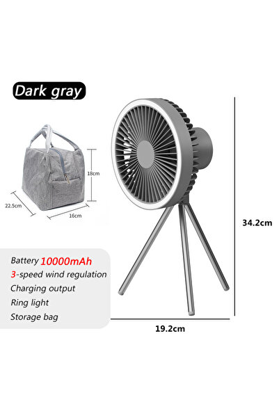 choice2 Dark gray- Bag 10000mAh Outdoor Camping Rechargeable Fan Portable Off...