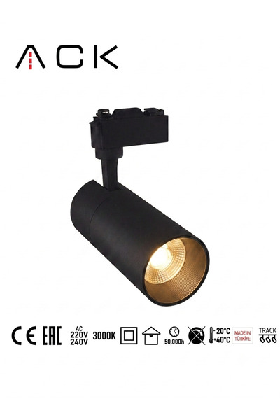 ACK 10W Alüminyum LED Ray Spot Armatür Siyah Kasa 3000k Günışığı AD30-01001