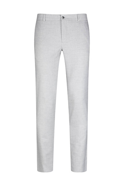 Hatemoğlu Gri Regular Fit Yandan Cepli Keten Pantolon