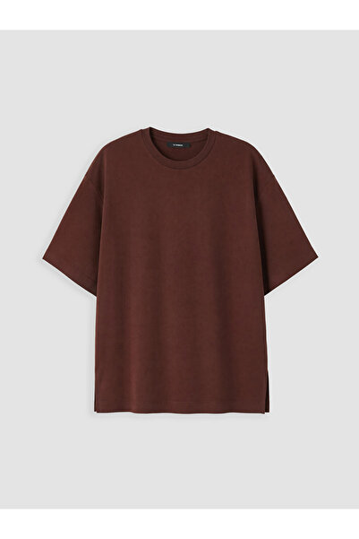 LC Waikiki Lcwaikiki Curve Brown Plus Size 100% Cotton Women's T-Shirt