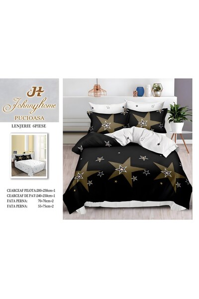 naniland.ro Lenjerie de Pat Bumbac Satinat 2 Persoane 6 Piese fără Elastic 20...