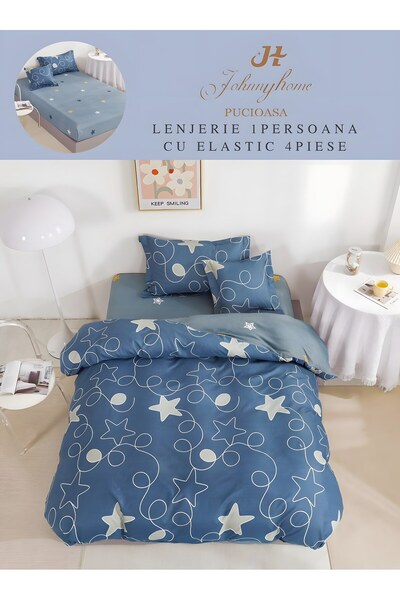 OEM Duvet Cover Set 1 Person 4 Pieces with Stretchy 155x200 cm, Model T60-90