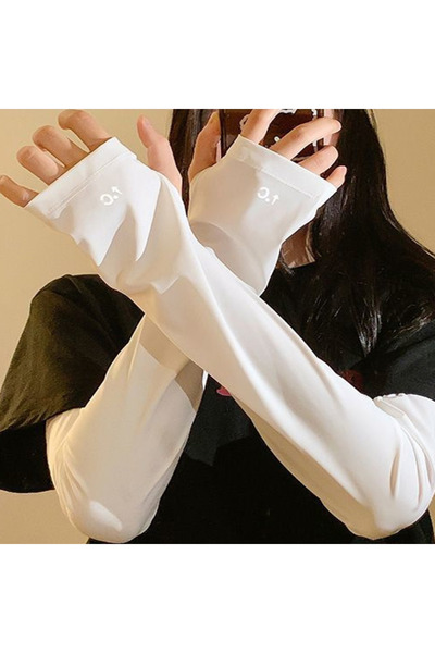 choice2 white Sunscreen Arm Sleeves Sports Cycling Sunshade Cooling Ice Silk ...