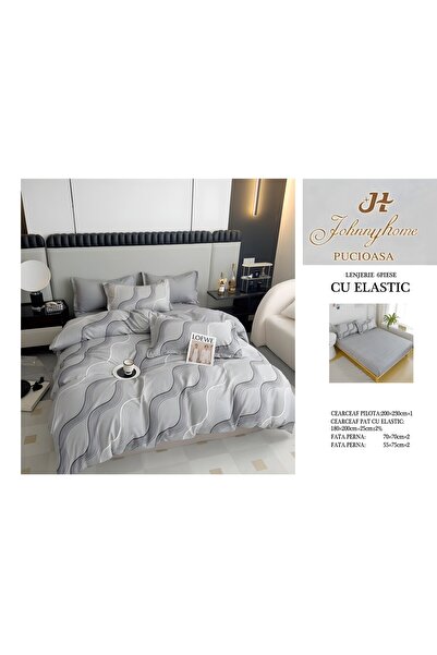 naniland.ro Satin Cotton Duvet Cover Set 2 Persons 6 Pieces with Stretchy 180...