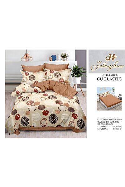 naniland.ro Lenjerie de Pat Bumbac Satinat 2 Persoane 6 Piese cu Elastic 180x...