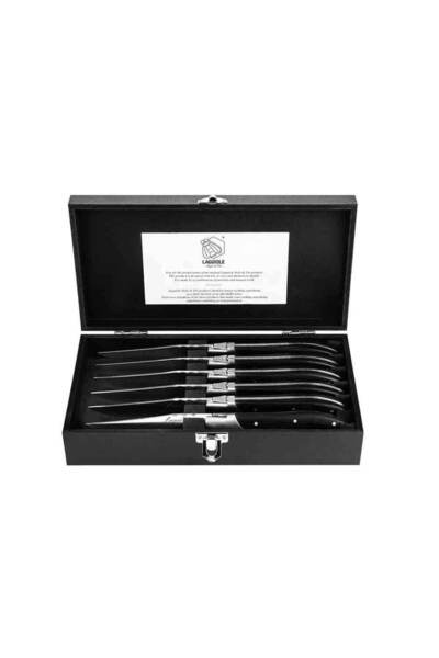 Style de Vie Set 6 cutite pentru friptura Laguiole, Negru/Argintiu