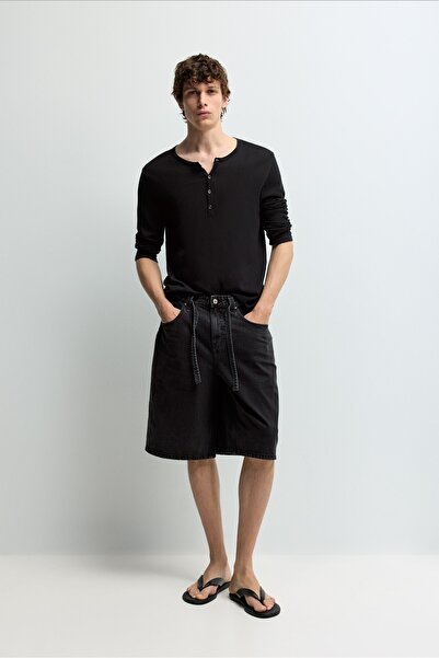 LEFTIES Baggy fit denim bermuda şort