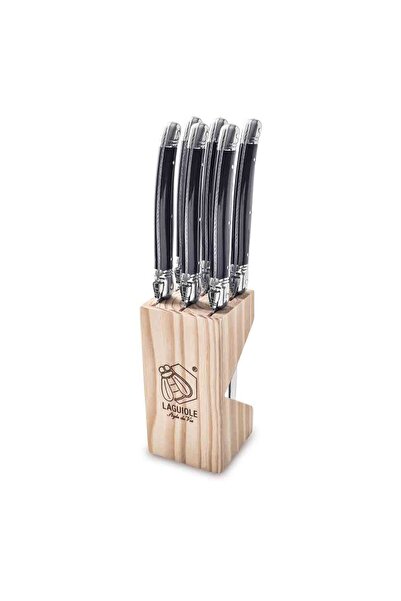 Style de Vie Set 6 cutite pentru friptura cu suport de lemn Style de Vie, Neg...