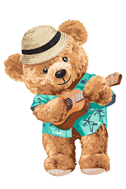 MegaSticker Guitarist Cool Bear Sticker Label Car, Motorcycle, Helmet, Laptop...