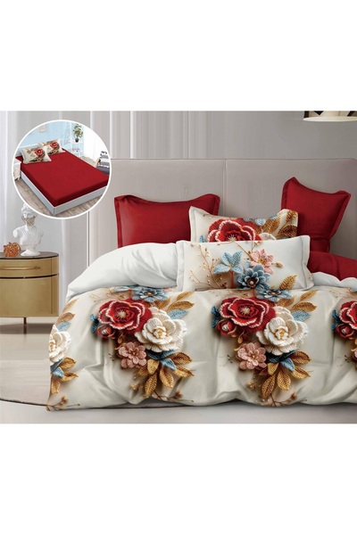 CHIRASO Set Lenjerie Pat CHIRASO, 6 Piese, Cearceaf cu ELASTIC 180x200, Husa ...