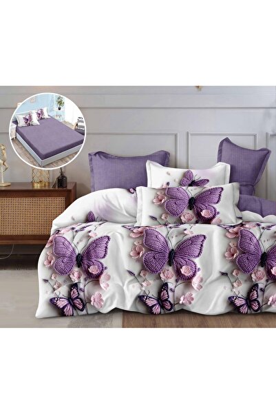 CHIRASO Set Lenjerie Pat CHIRASO, 6 Piese, Cearceaf cu ELASTIC 180x200, Husa ...