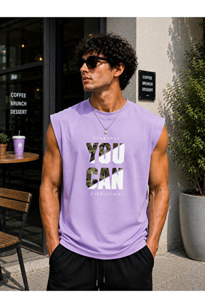 caddekombin Zero Sleeve Unisex You Can Double Color Printed Cotton Combed Cre...